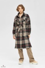 Демисезонное пальто Mila Nova ПВ-248 шоколадная клетка