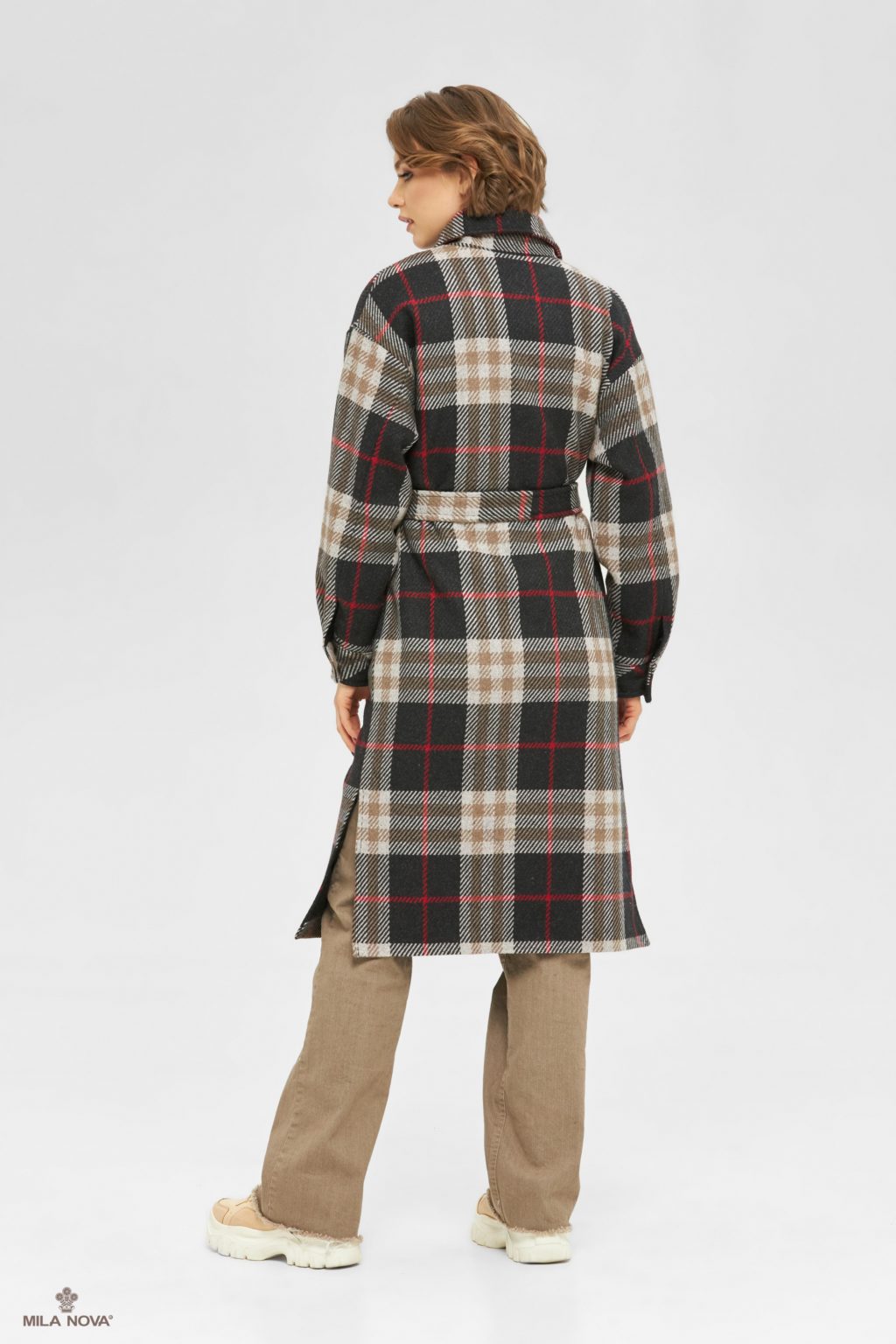 Демисезонное пальто Mila Nova ПВ-248 шоколадная клетка — изображение 2