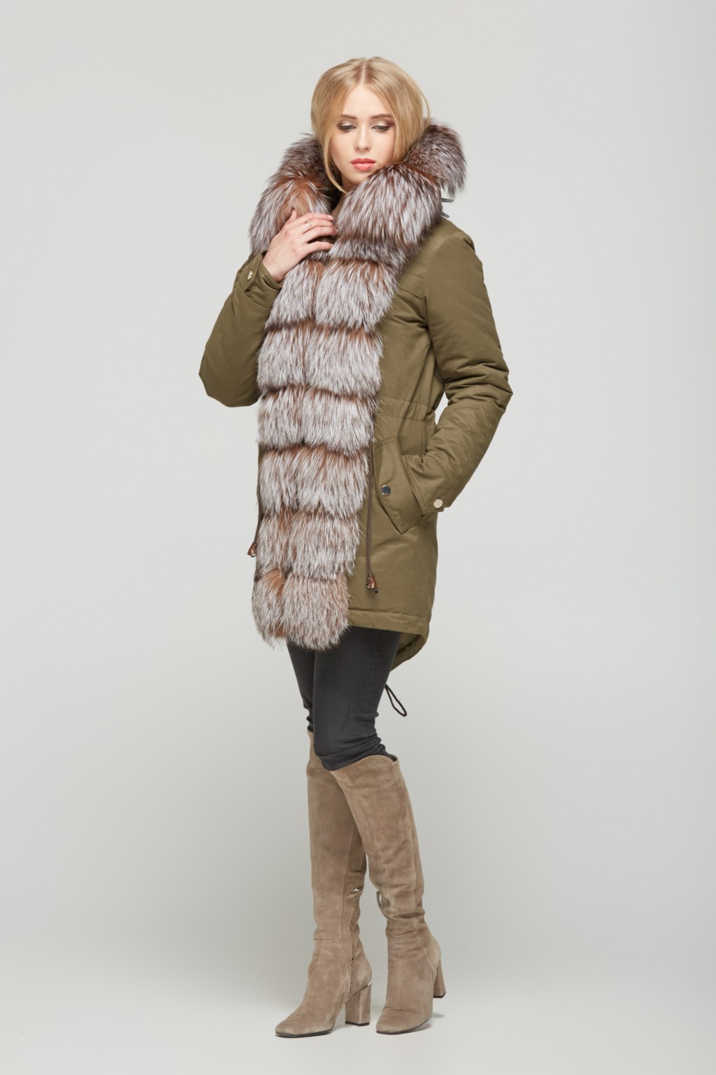 Зимняя парка Mila Nova П-27стандарт хаки — изображение 2