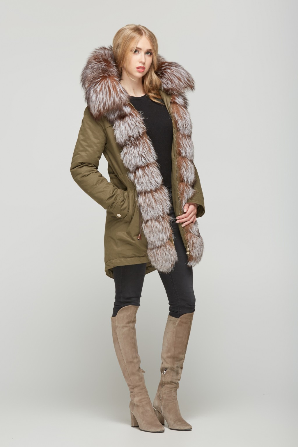 Зимняя парка Mila Nova П-27стандарт хаки — изображение 1