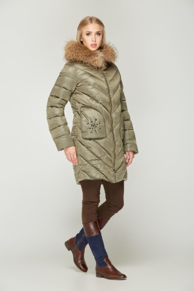 Зимний пуховик Mila Nova К-53 оливка
