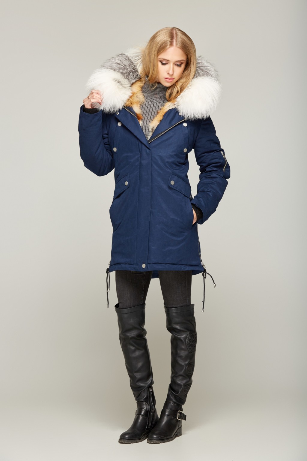 Зимняя парка Mila Nova П-46 СИНИЙ GOLD FOX — изображение 4