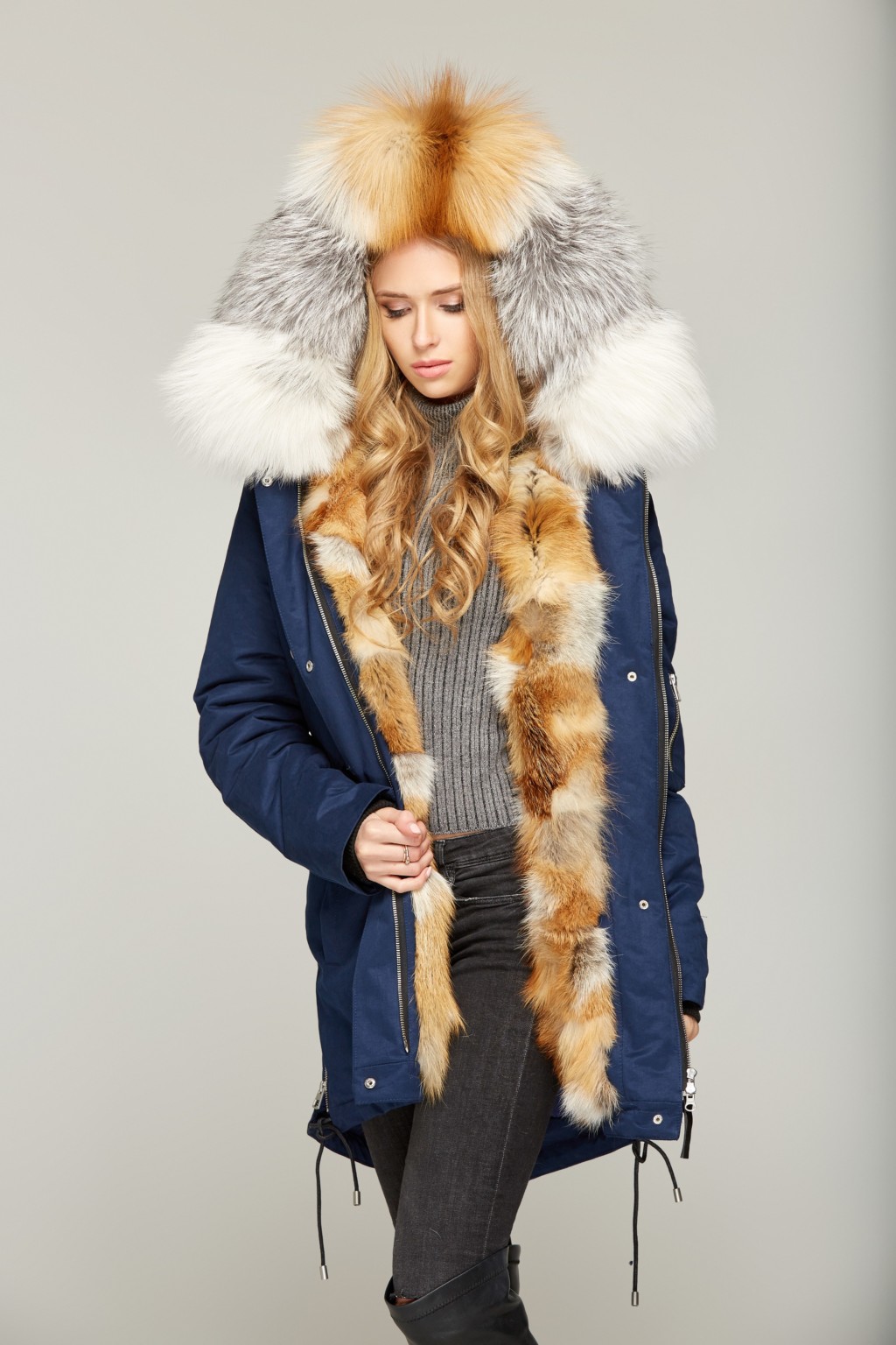 Зимняя парка Mila Nova П-46 СИНИЙ GOLD FOX — изображение 1