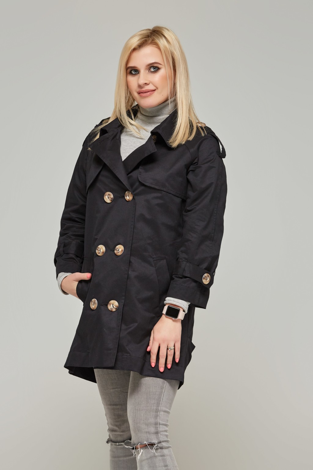 Демисезонный плащ Mila Nova Q-27 черный — изображение 1