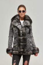 Зимняя джинсовая парка Mila Nova П-47 серый джинс — изображение 5