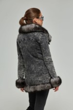 Зимняя джинсовая парка Mila Nova П-47 серый джинс — изображение 4