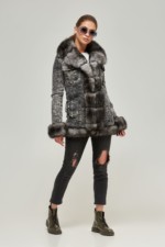 Зимняя джинсовая парка Mila Nova П-47 серый джинс — изображение 3