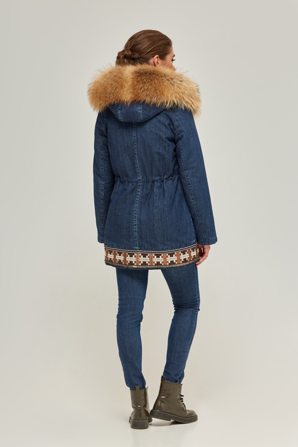 Зимняя джинсовая парка Mila Nova П-54ех джинс+енот — изображение 2