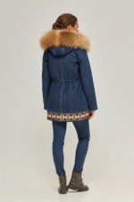 Зимняя джинсовая парка Mila Nova П-54ех джинс+енот — изображение 2
