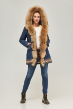 Зимняя джинсовая парка Mila Nova П-54ех джинс+енот — изображение 3