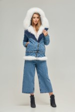 Зимняя джинсовая парка Mila Nova П-59 синяя — изображение 4