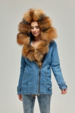 Зимняя джинсовая парка Mila Nova П-42 синий — изображение 4