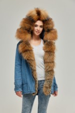 Зимняя джинсовая парка Mila Nova П-42 синий — изображение 5