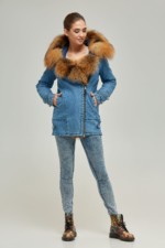 Зимняя джинсовая парка Mila Nova П-42 синий — изображение 2