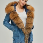 Зимняя джинсовая парка Mila Nova П-42 синий