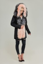 Зимняя парка Mila Nova П-27ех черный+ пудра — изображение 2