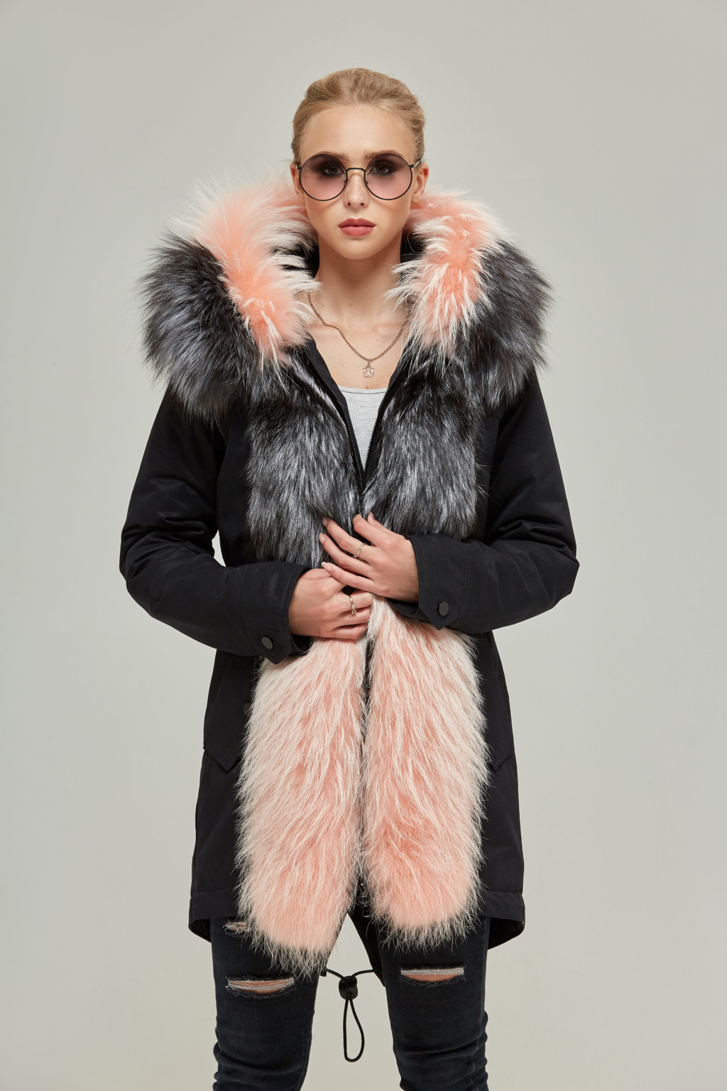 Зимняя парка Mila Nova П-27ех черный+ пудра — изображение 1