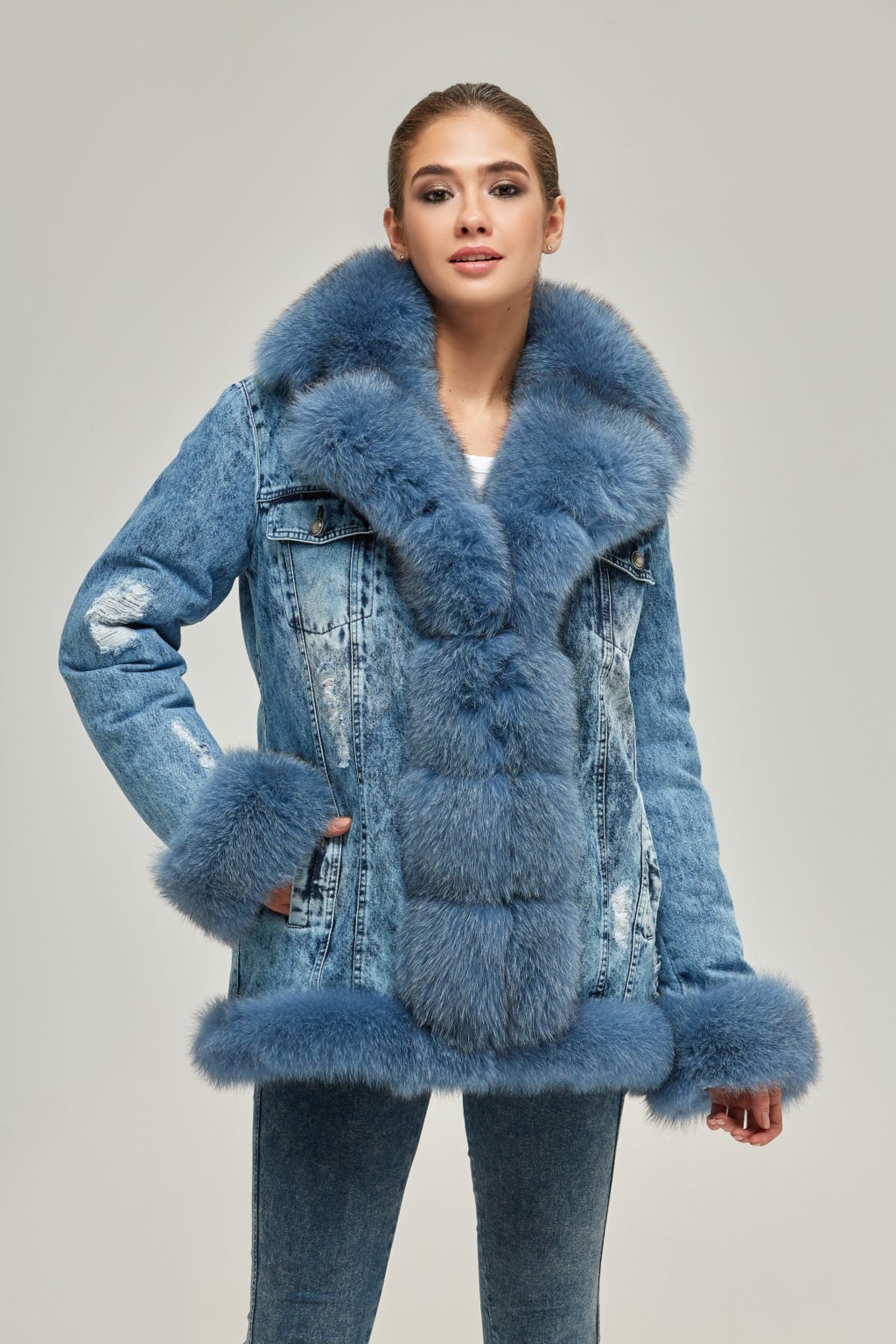 Зимняя джинсовая парка Mila Nova П-47кор деним — изображение 1