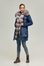 Зимняя джинсовая парка Mila Nova П-67 темный джинс — изображение 2