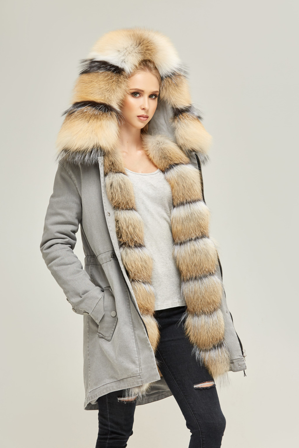 Зимова джинсова парка Mila Nova П-74 сірий - Зображення 1