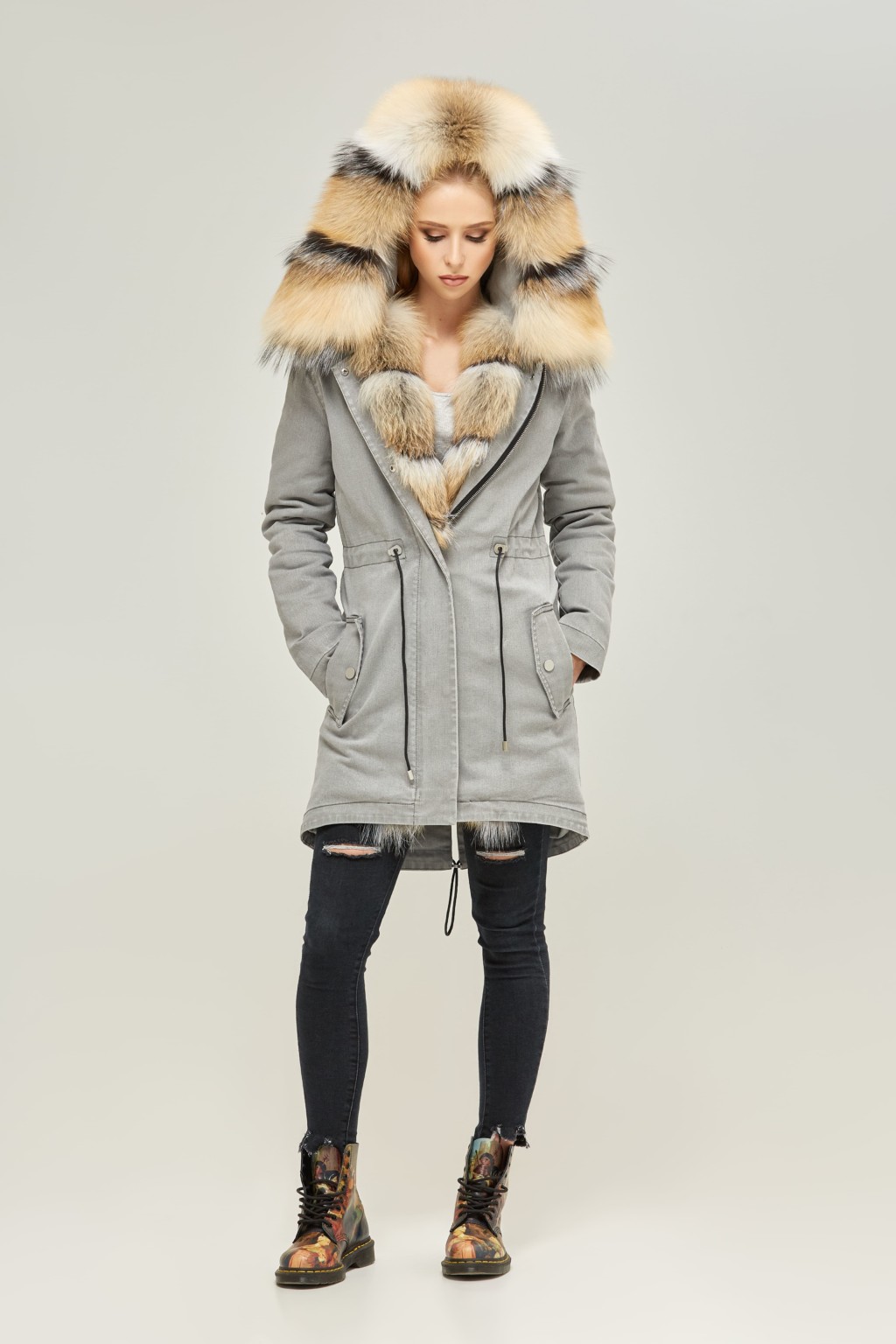 Зимова джинсова парка Mila Nova П-74 сірий - Зображення 2