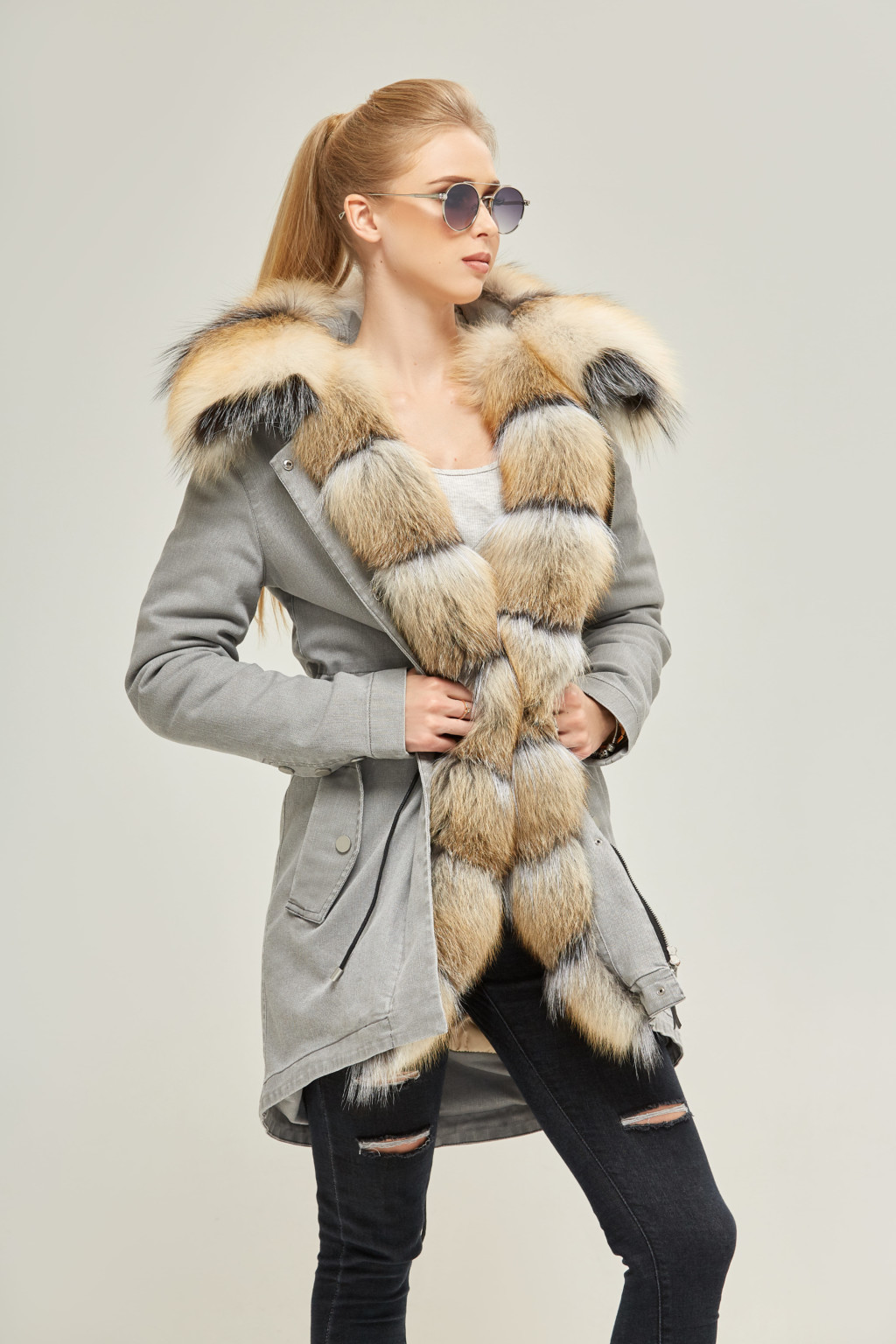 Зимова джинсова парка Mila Nova П-74 сірий - Зображення 3