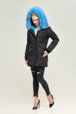 Зимняя парка Mila Nova П-73 черный+ голубой — изображение 5