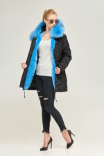 Зимняя парка Mila Nova П-73 черный+ голубой — изображение 3