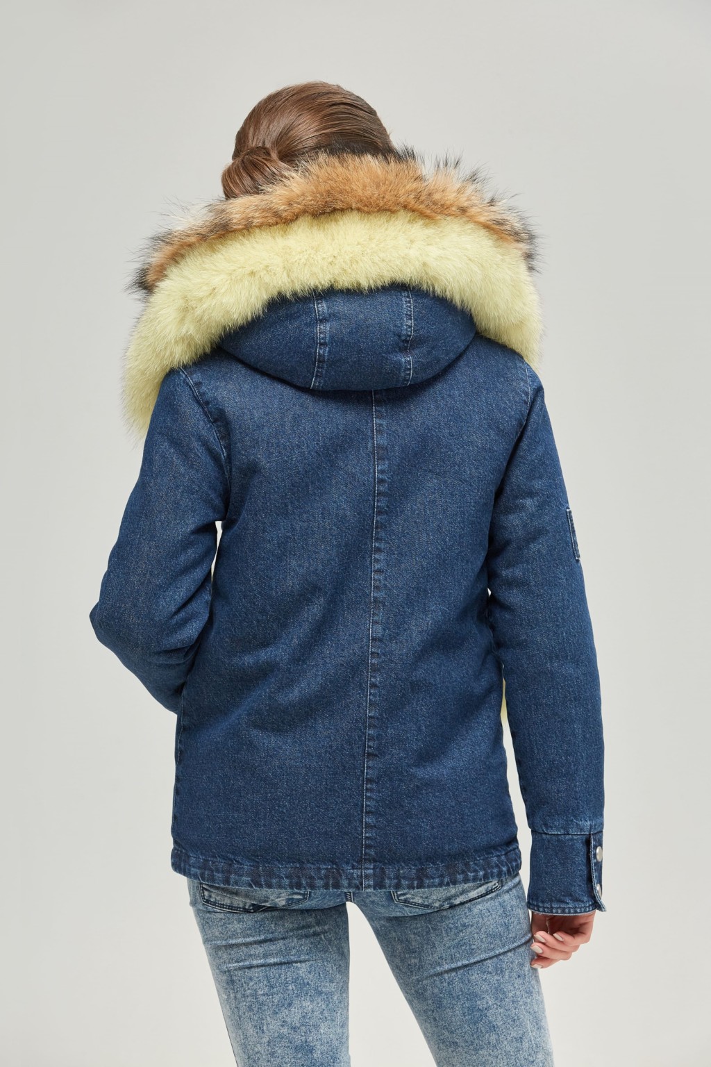 Зимняя джинсовая парка Mila Nova П-81 синий джинс — изображение 4