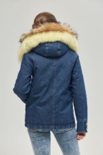 Зимняя джинсовая парка Mila Nova П-81 синий джинс — изображение 4