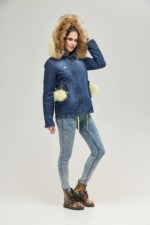 Зимняя джинсовая парка Mila Nova П-81 синий джинс — изображение 2