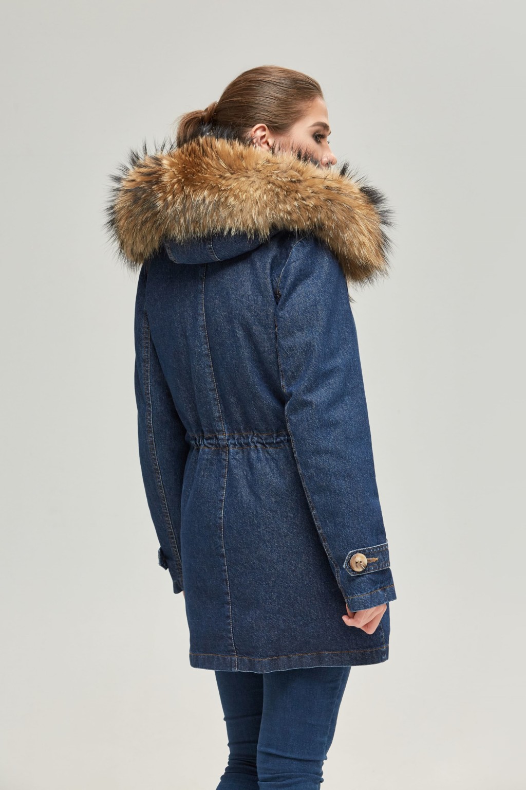 Зимняя джинсовая парка Mila Nova П-53ех синий джинс — изображение 2
