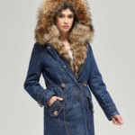 Зимняя джинсовая парка Mila Nova П-53ех синий джинс