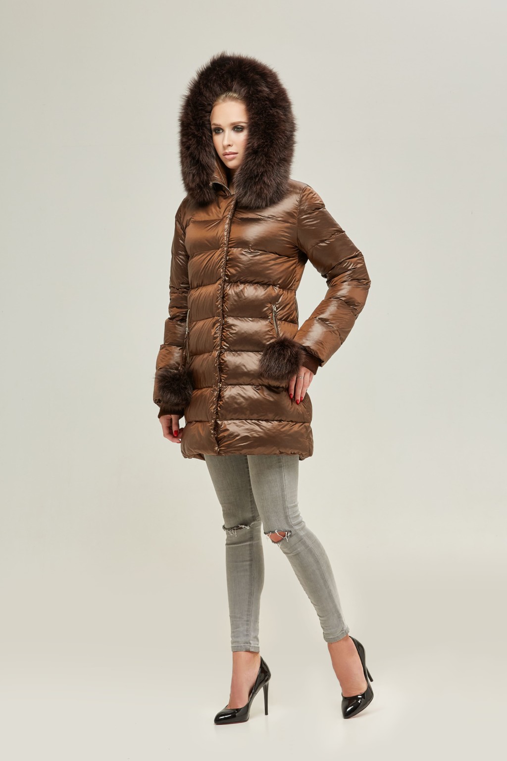 Зимний пуховик Mila Nova К-88 шоколад — изображение 2
