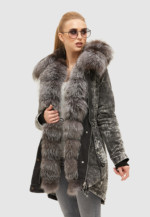 Зимняя джинсовая парка Mila Nova П-74стандарт темно-серая