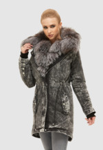 Зимняя джинсовая парка Mila Nova П-74стандарт темно-серая — изображение 4