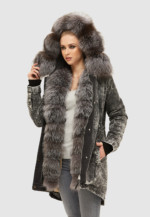 Зимняя джинсовая парка Mila Nova П-74стандарт темно-серая — изображение 2