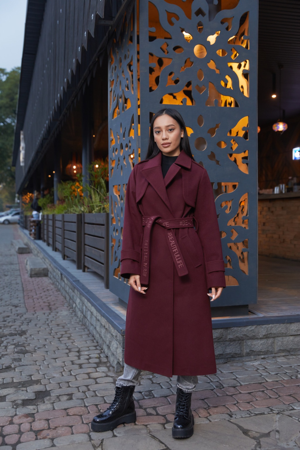 172б3 Демисезонное пальто Mila Nova ПВ-172 бордо — изображение 1