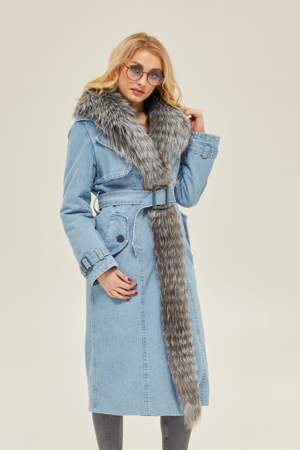 Зимний плащ Mila Nova К-135 голубой — изображение 1