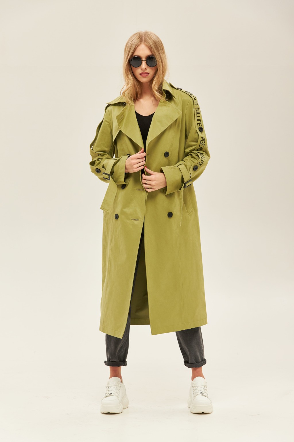 Демисезонный тренч Mila Nova Q-44 оливка — изображение 2