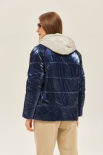 Демисезонная куртка Mila Nova К-151 синяя+серый — изображение 3