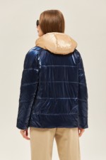 Демисезонная куртка Mila Nova К-151 синяя+бежевый — изображение 3