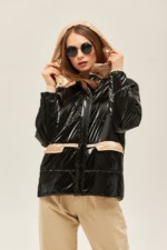 Демисезонная куртка Mila Nova К-151 черная+бежевый