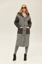 Демисезонное пальто Mila Nova ПВ-118 черно-белое