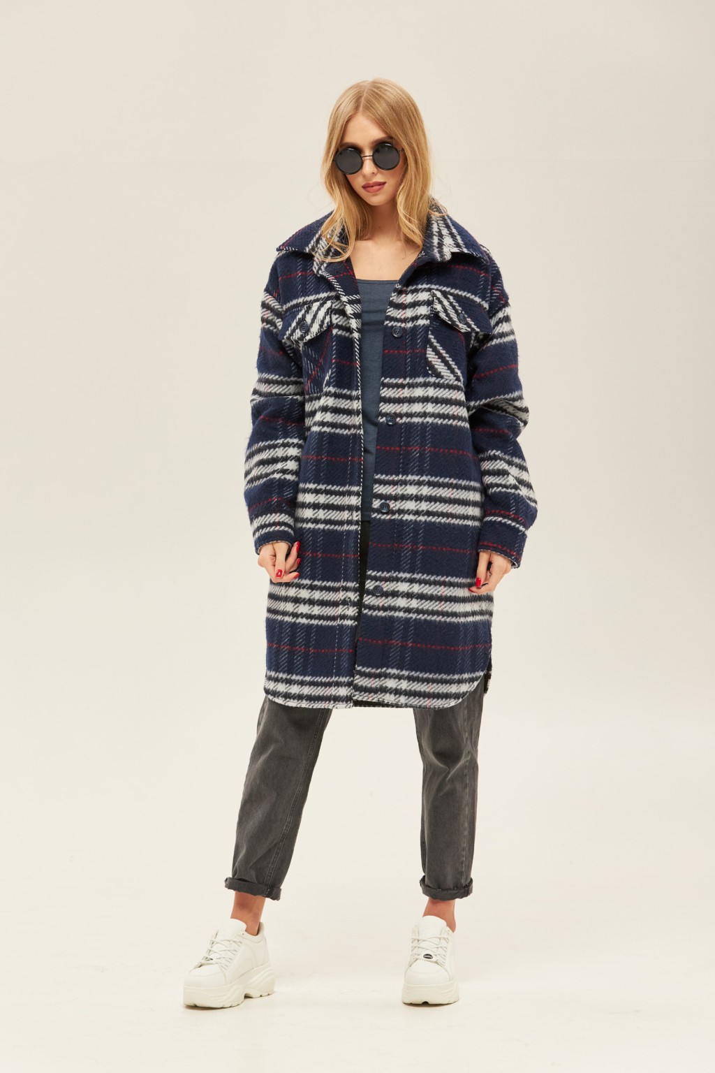 Демисезонное пальто Mila Nova ПВ-146 кор синее — изображение 3