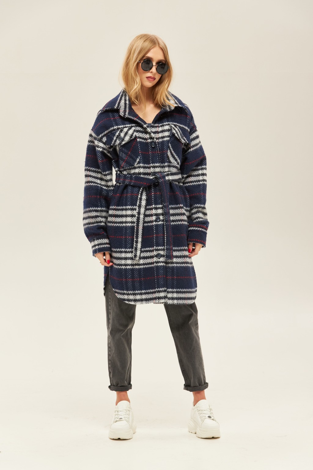 Демисезонное пальто Mila Nova ПВ-146 кор синее — изображение 2