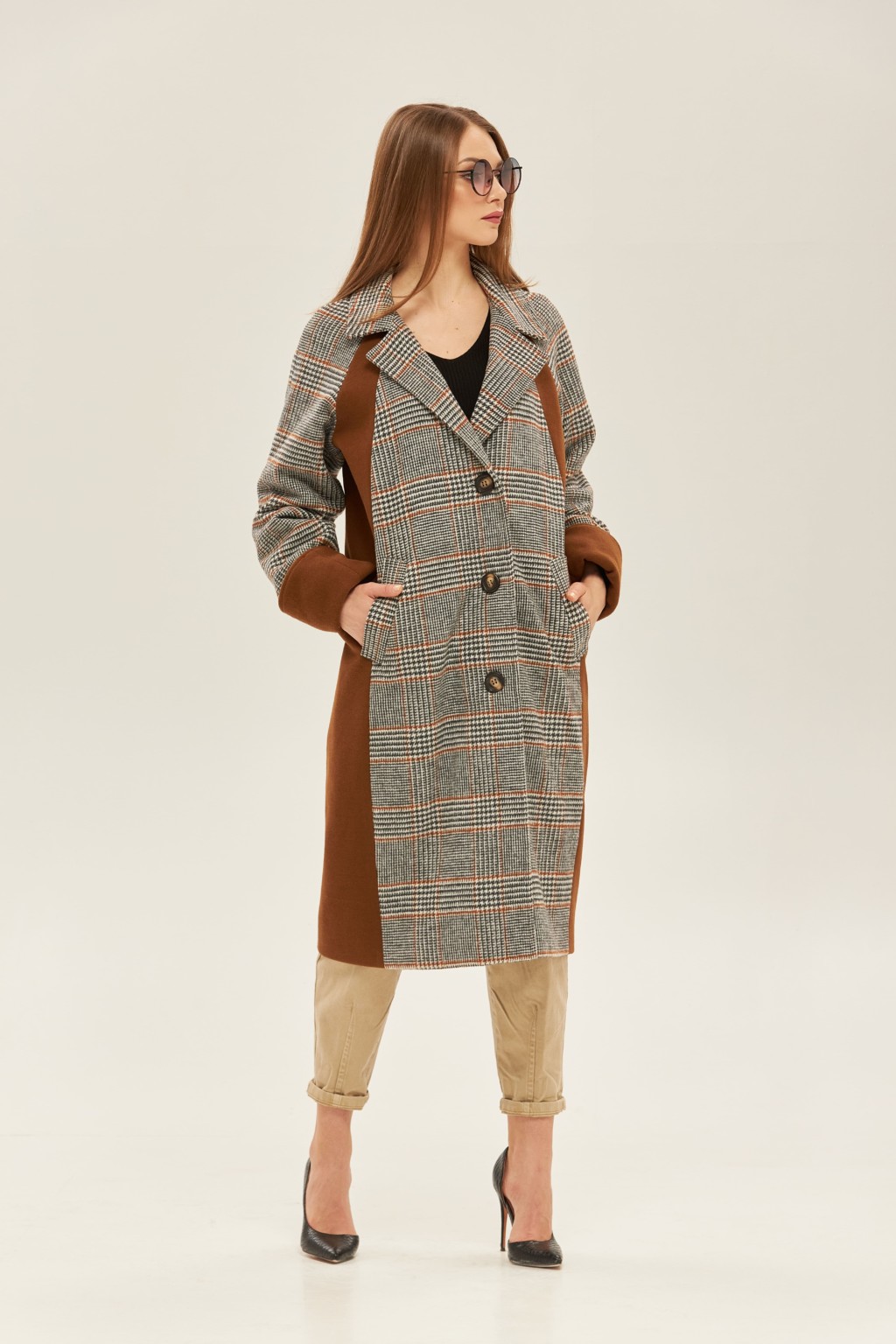 Демисезонное пальто Mila Nova ПВ-148 серое+терракот — изображение 1