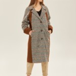 Демисезонное пальто Mila Nova ПВ-148 серое+терракот