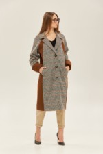 Демисезонное пальто Mila Nova ПВ-148 серое+терракот