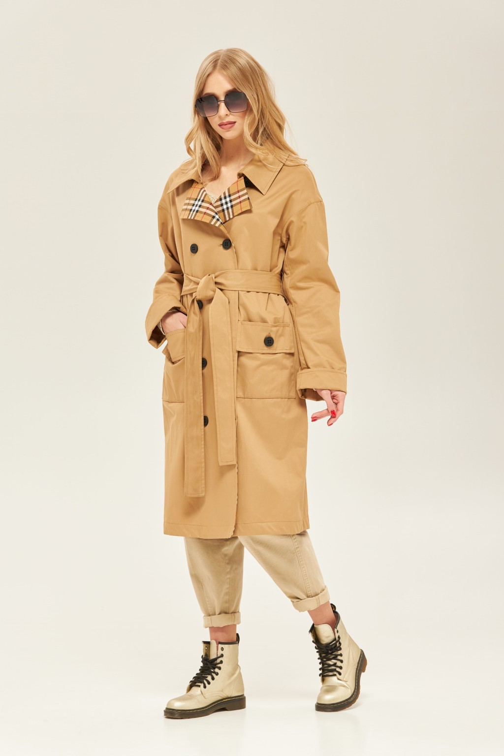 Демисезонный тренч Mila Nova Q-60 кемел+рыжая клетка — изображение 1